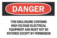 6F672 Danger Sign, 7 x 10In, R and BK/WHT, ENG, HV