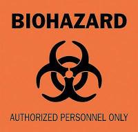 6F751 Biohazard Sign, 7 x 10In, BK/ORN, SURF