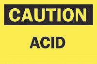 6F807 Caution Sign, 10 x 14In, BK/YEL, Acid, ENG