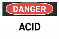 6F835 Danger Sign, 7 x 10In, R and BK/WHT, Acid