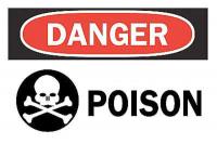 6F906 Danger Sign, 7 x 10In, R and BK/WHT, Poison