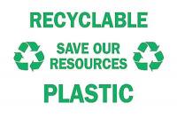 6FF26 Recycle Sign, 10 x 14In, GRN/WHT, ENG, SURF