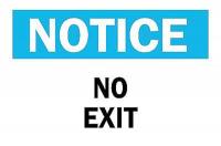 6FF27 Notice No Exit Sign, 7 x 10In, No Exit, ENG