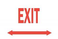 6FF38 Exit Sign, 7 x 10In, R/WHT, Exit, ENG, SURF