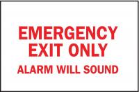 6CC74 Emergency Exit Fire Sign, 10 x 14In, R/WHT