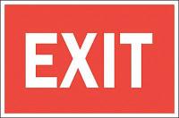 6FF68 Exit Sign, 10 x 14In, R/WHT, Exit, ENG, Text