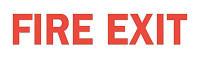 6FF76 Fire Exit Sign, 3-1/2 x 14In, R/WHT, ENG