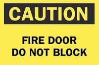 6FF89 Fire Door Sign, 7 x 10In, BK/YEL, ENG, Text