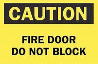 6FF90 Fire Door Sign, 10 x 14In, BK/YEL, ENG, Text