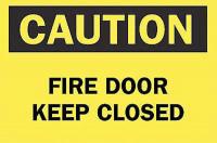 6FF91 Fire Door Sign, 7 x 10In, BK/YEL, ENG, Text