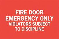 6FG32 Fire Door Sign, 7 x 10In, WHT/R, ENG, Text