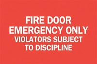 6FG33 Fire Door Sign, 10 x 14In, WHT/R, ENG, Text