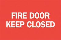 6FG35 Fire Door Sign, 7 x 10In, WHT/R, ENG, Text