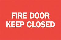 6FG36 Fire Door Sign, 10 x 14In, WHT/R, ENG, Text