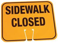 6FGL4 Traffic Cone Sign, Orange, Sidewalk Closed