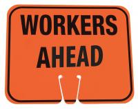 6FGL5 Traffic Cone Sign, Org/Blk, Workers Ahead
