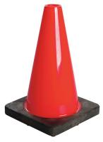 6FGZ0 Traffic Cone, 12In, Fluorescent Red/Orange