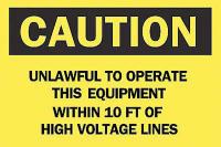 6FH17 Caution Sign, 7 x 10In, BK/YEL, ENG, Text, HV