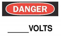 6FH64 Danger Sign, 7 x 10In, R and BK/WHT, Volts