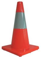 6FHC5 Traffic Cone, 18In, Fluorescent Red/Orange