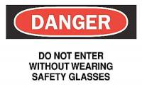 6FJ25 Danger Sign, 7 x 10In, R and BK/WHT, ENG