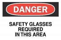 6FJ35 Danger Sign, 7 x 10In, R and BK/WHT, ENG