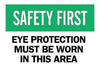 6FJ61 Caution Sign, 10 x 14In, GRN and BK/WHT