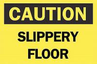 6FJ89 Caution Sign, 7 x 10In, BK/YEL, Slippery FL