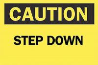 6FJ93 Caution Sign, 10 x 14In, BK/YEL, Step DN