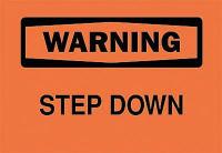 6FK25 Warning Sign, 10 x 14In, BK/ORN, Step DN