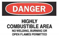 6FK61 Danger Sign, 7 x 10In, R and BK/WHT, ENG