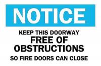 6FK70 Fire Door Sign, 7 x 10In, BL and BK/WHT