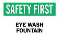 6FL58 Eye Wash Sign, 7 x 10In, GRN and BK/WHT