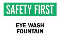 6FL59 Eye Wash Sign, 10 x 14In, GRN and BK/WHT