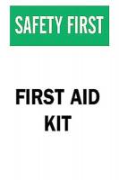 6FL60 First Aid Sign, 10 x 7In, GRN and BK/WHT
