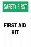 6FL61 First Aid Sign, 14 x 10In, GRN and BK/WHT