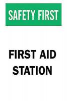 6FL63 First Aid Sign, 14 x 10In, GRN and BK/WHT