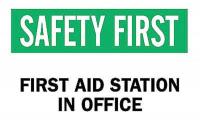 6FL64 First Aid Sign, 7 x 10In, GRN and BK/WHT