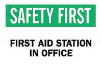 6FL65 First Aid Sign, 10 x 14In, GRN and BK/WHT