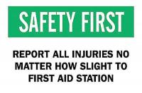 6FL68 First Aid Sign, 10 x 14In, GRN and BK/WHT