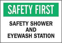 6FL69 Safety Shower Sign, 7 x 10In, ENG, Text