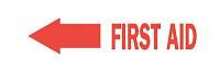 6FL83 First Aid Sign, 3-1/2 x 14In, R/WHT, ENG