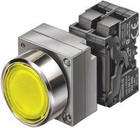 6FNY9 Pushbutton, LED, 24VAC/DC, Flush, 22mm, Ylw