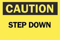 6FP88 Caution Sign, 7 x 10In, BK/YEL, Step DN, ENG