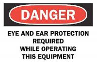 6FR38 Danger Sign, 10 x 14In, R and BK/WHT, ENG