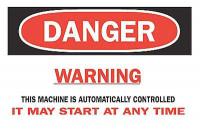 6FT36 Danger Sign, 7 x 10In, R and BK/WHT, ENG