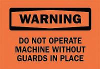 6FT70 Warning Sign, 7 x 10In, BK/ORN, ENG, Text