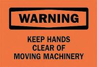 6FT77 Warning Sign, 10 x 14In, BK/ORN, ENG, Text