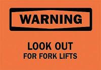 6FT78 Warning Sign, 7 x 10In, BK/ORN, ENG, Text