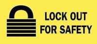 6FT99 Lockout Sign, 2-1/4 x 4-1/2In, BK/YEL, ENG
